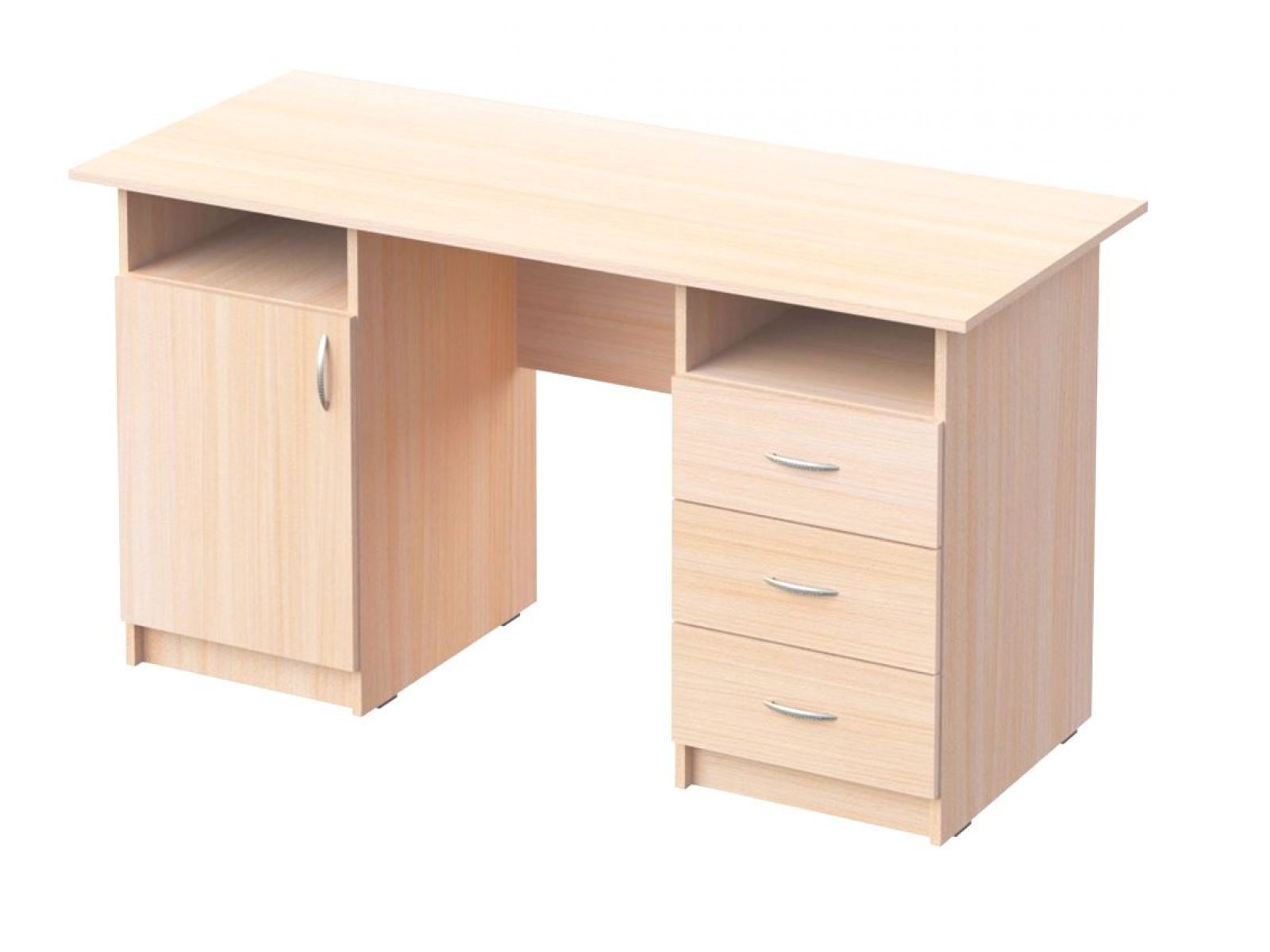 Письмовий стіл з полицею, 1-дверною тумбою та 3-ма шухлядами, матеріал корпусу - ЛДСП, АЛМАНТ, 1500х600х750 мм.